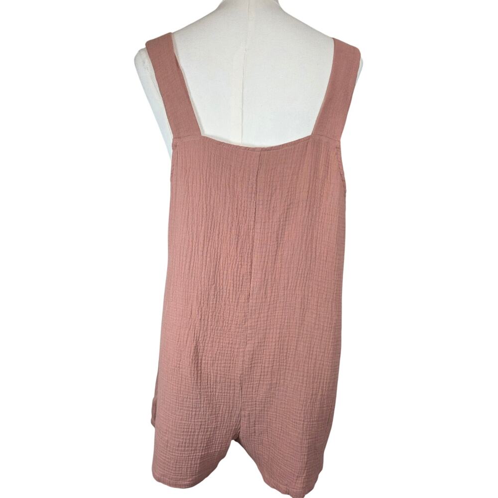 NWT Cupshe Pinafore Gauze‎ Romper w/Tie Shoulders & Pockets Soft Coral - Picture 4 of 9